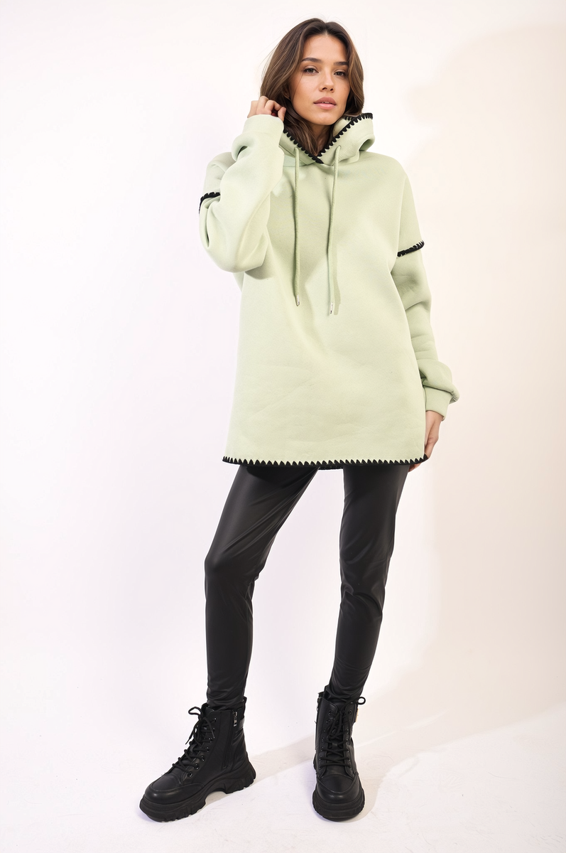 Blanket Stich Knitted Hoodie-8