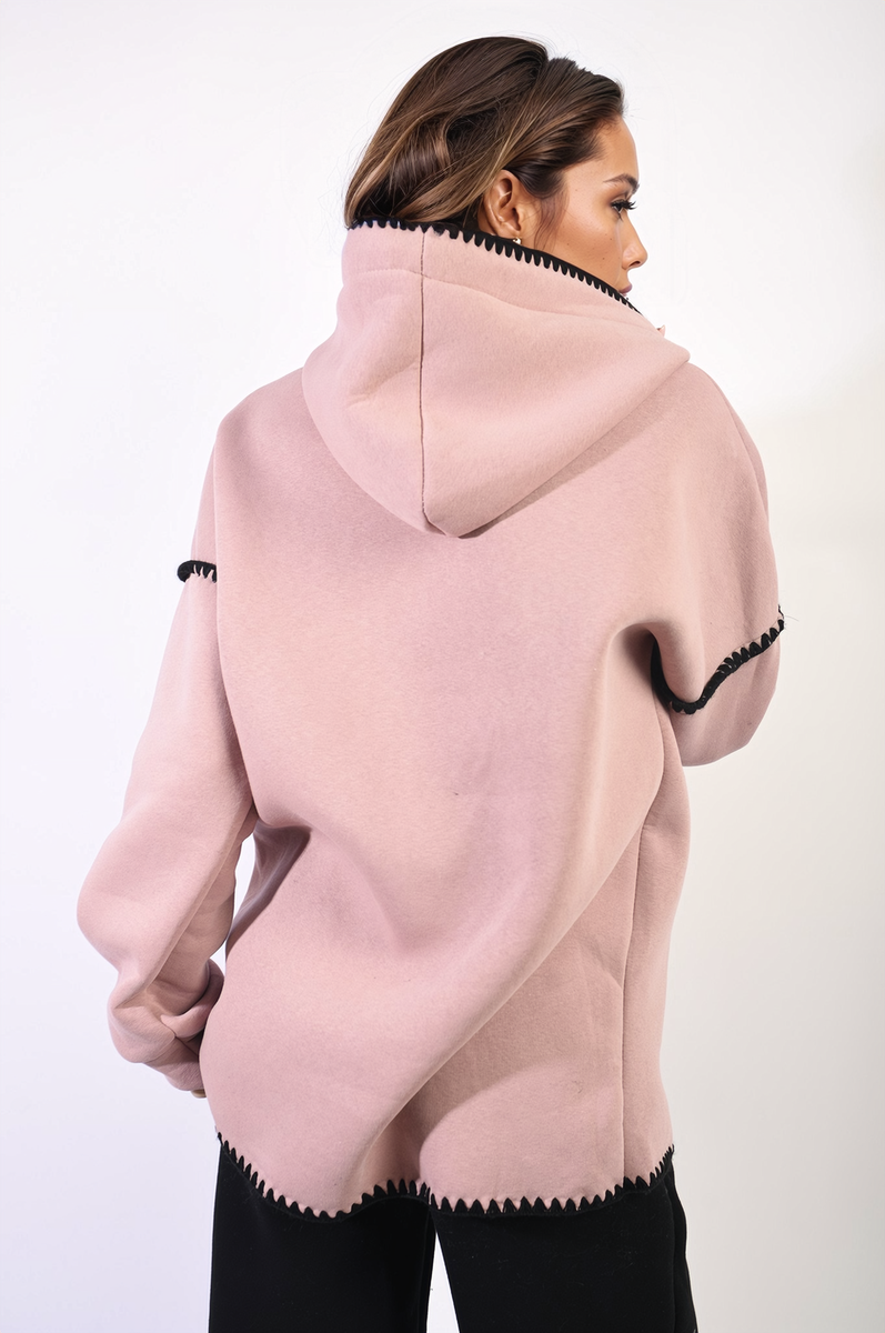 Blanket Stich Knitted Hoodie-2