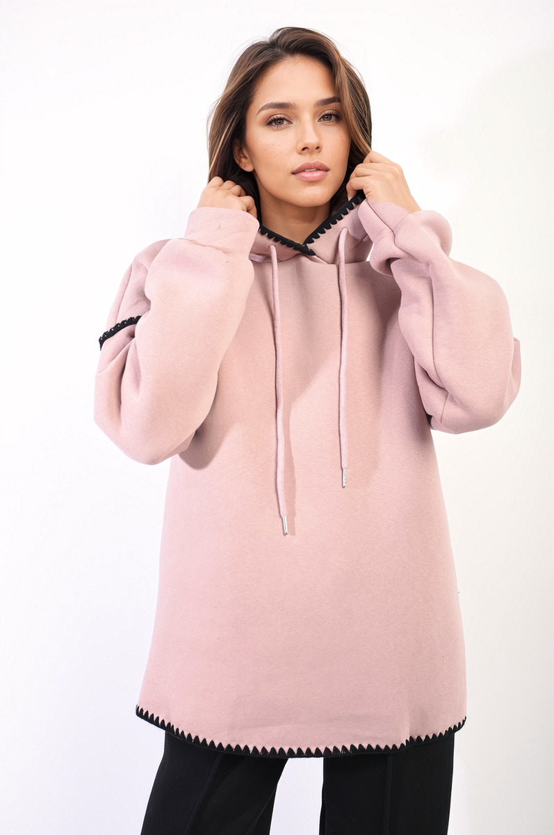 Blanket Stich Knitted Hoodie-1