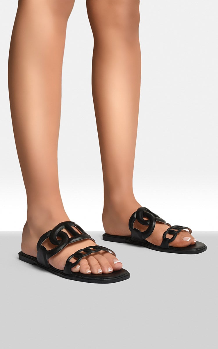 Comfortable Flat Sandals with Double Leather Chain-6