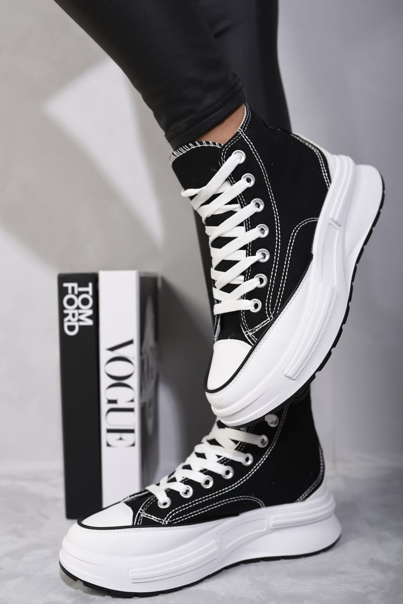 High Top Platform Lace Up Chunky Trainers-4