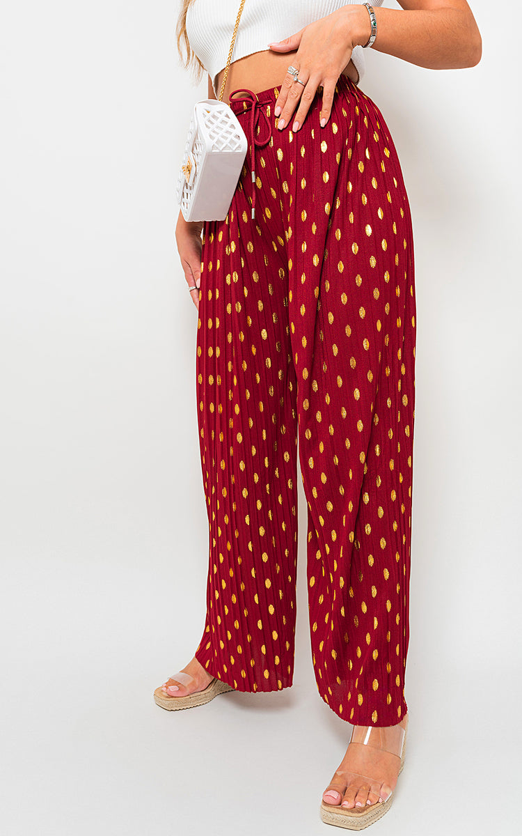 Gold Spot Pleated Trouser with Drawstring-0