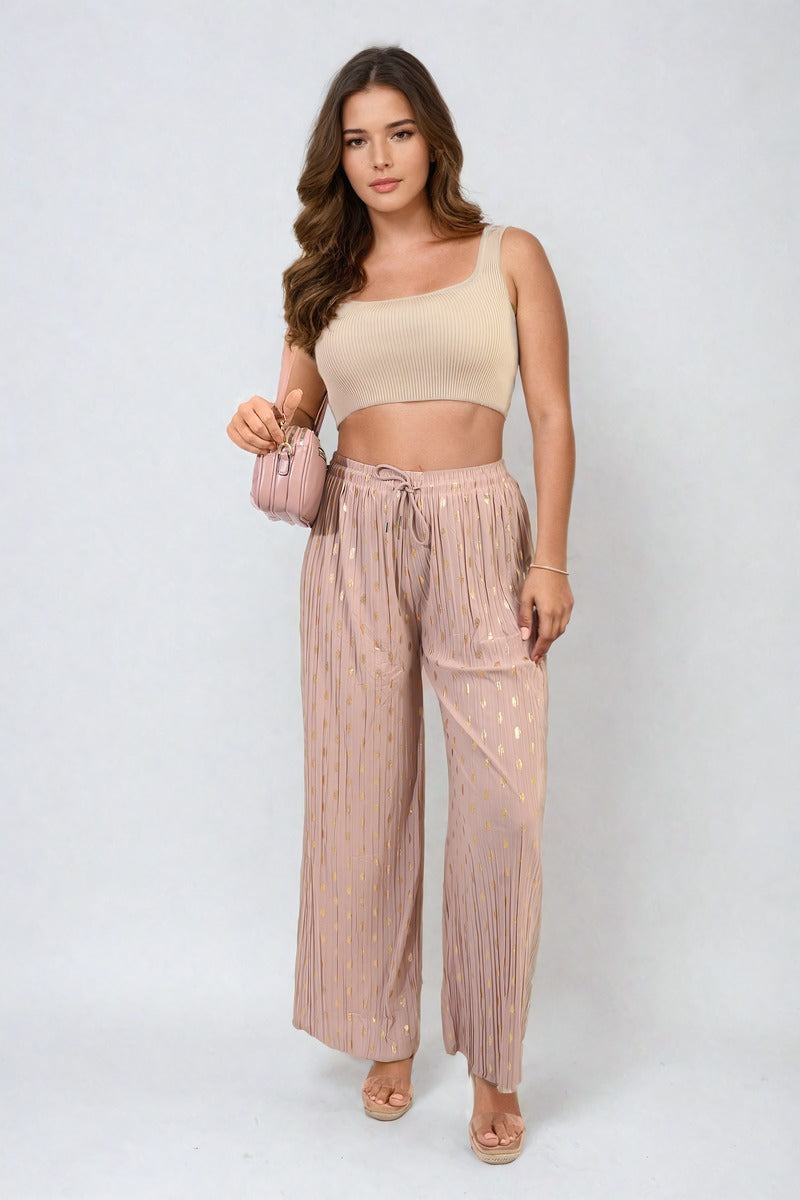 Gold Spot Pleated Trouser with Drawstring-5