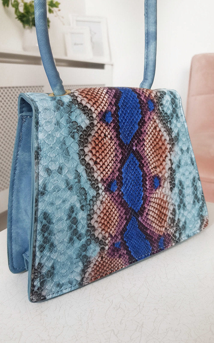 Croc Print Shoulder Handbag-1