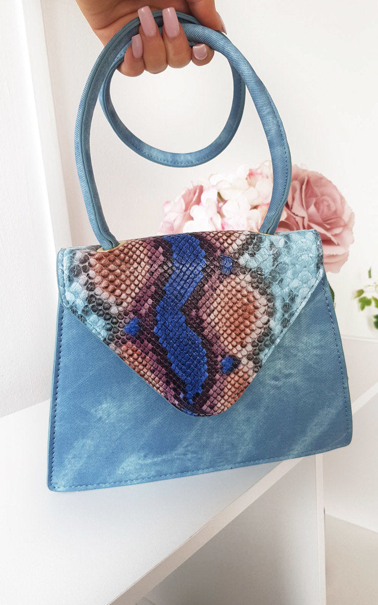 Croc Print Shoulder Handbag-0
