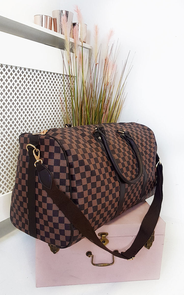 Checked Print Overnight Bag-9