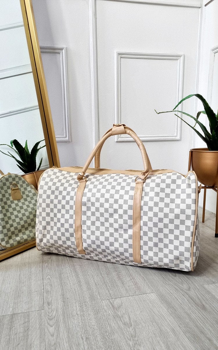 Checked Print Overnight Bag-12