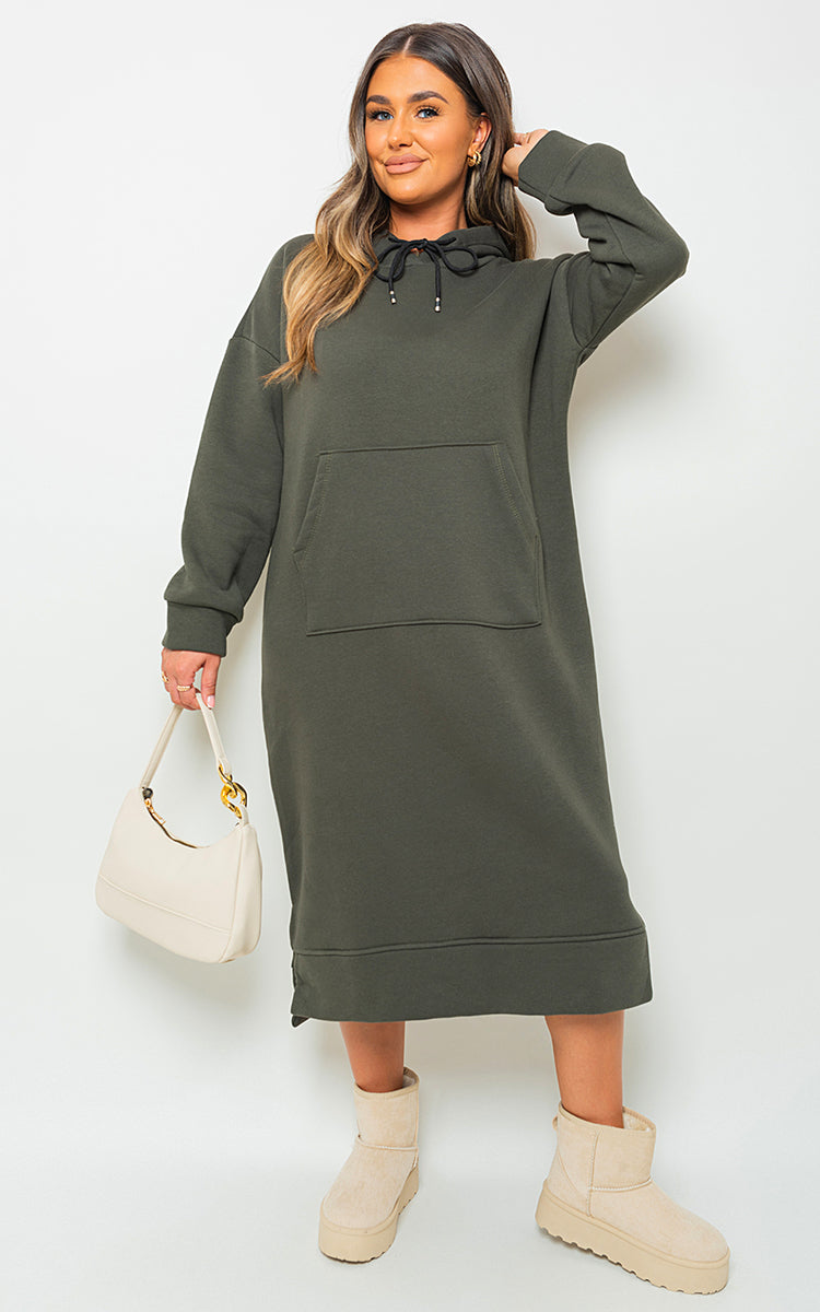 Kangaroo Pocket Long Loose Hoodie-5