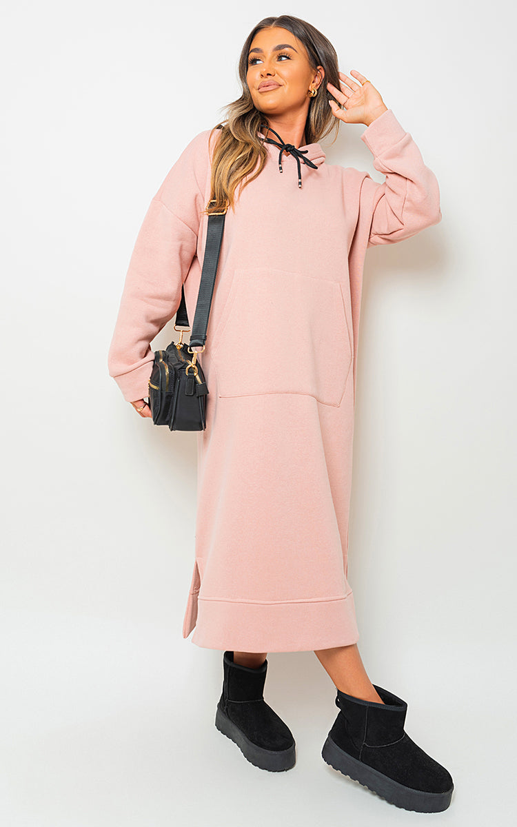 Kangaroo Pocket Long Loose Hoodie-6