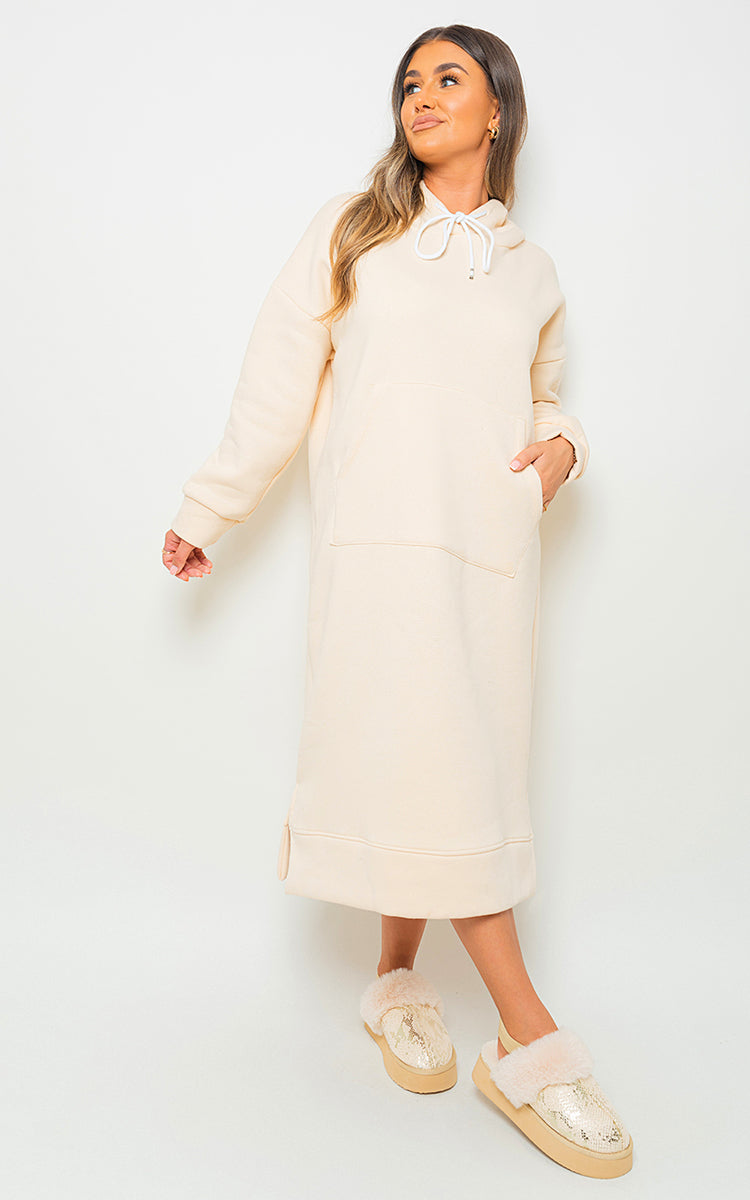 Kangaroo Pocket Long Loose Hoodie-1