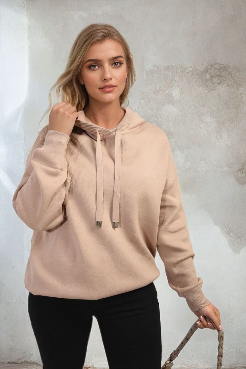 Back Heart Print Knitted Hoodie-6