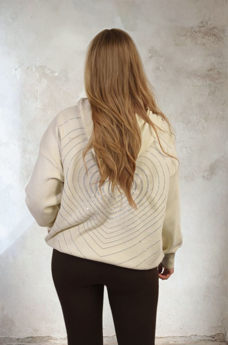 Back Heart Print Knitted Hoodie-1