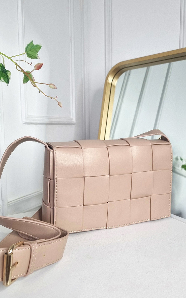 Faux Leather Woven Handbag-0