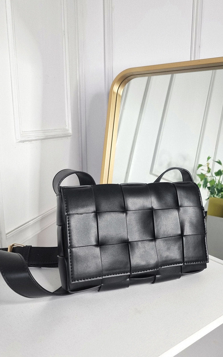 Faux Leather Woven Handbag-2