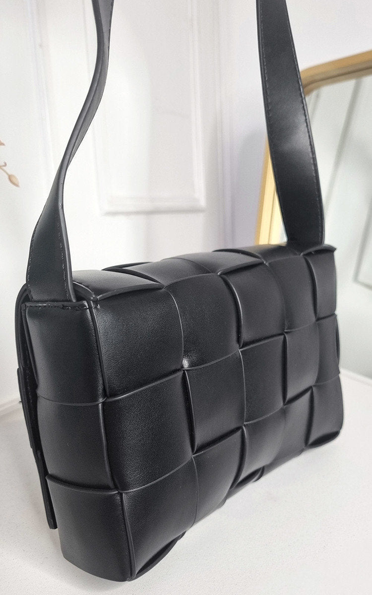 Faux Leather Woven Handbag-3
