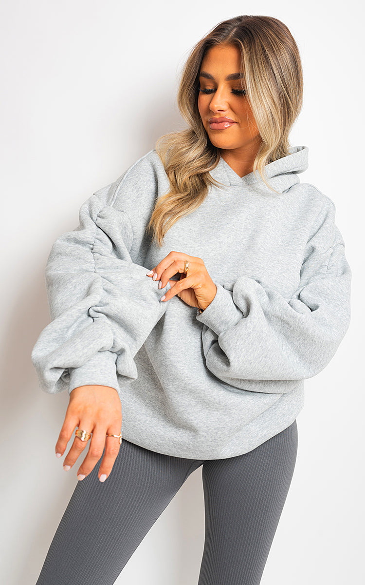 Fall Winter Oversized Ruched Sleeves Hoodie-7