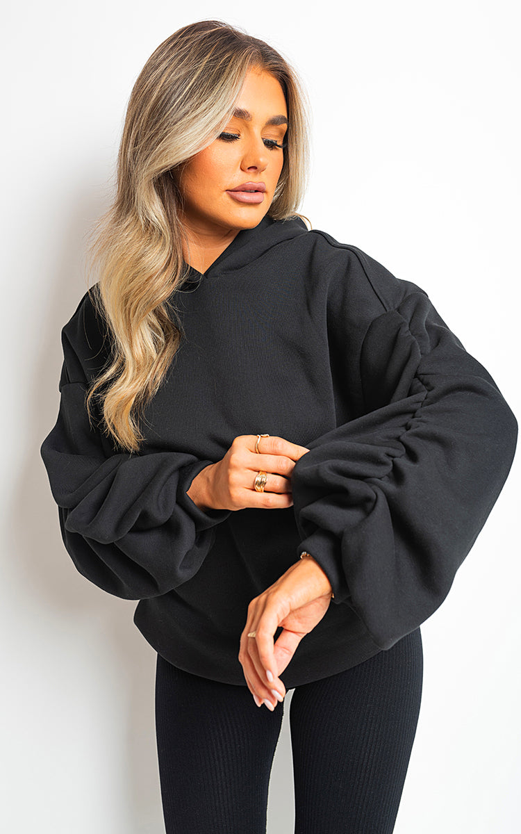 Fall Winter Oversized Ruched Sleeves Hoodie-8