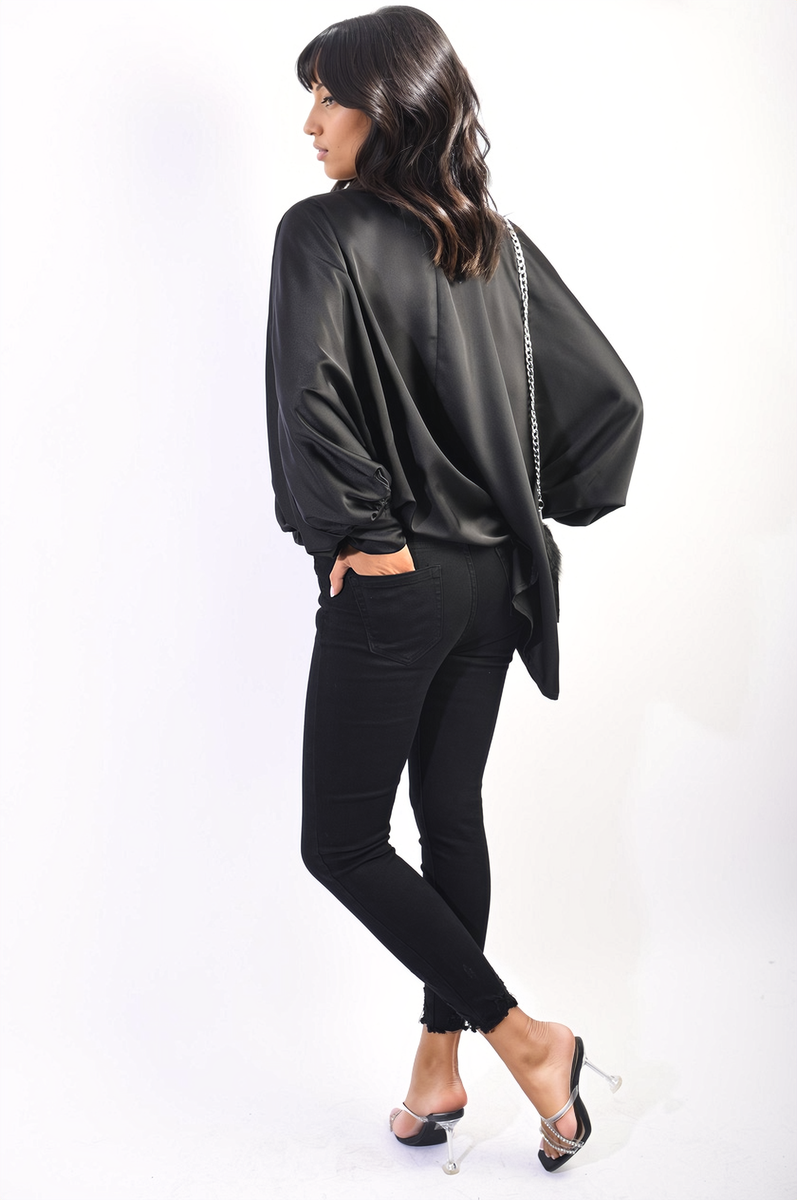 High Waist Distressed Hem Skinny Jeans-5