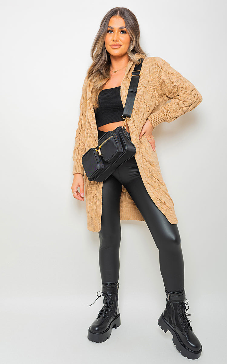 Chunky Cable Knitted Oversized Longline Hooded Cardigan-10